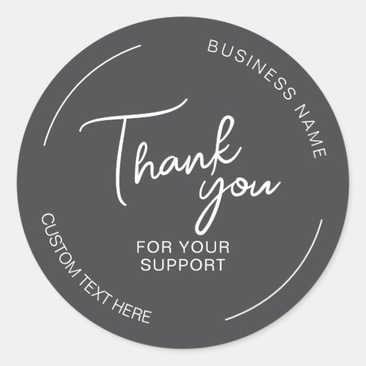 Create Your Own Thank You Gray Business  ラウンドシール (正面)