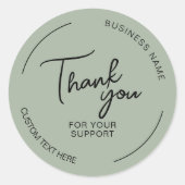 Create Your Own Thank You Sage Green Business  ラウンドシール (正面)