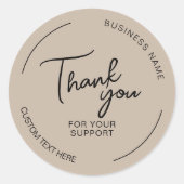 Create Your Own Thank You Taupe Business  ラウンドシール (正面)
