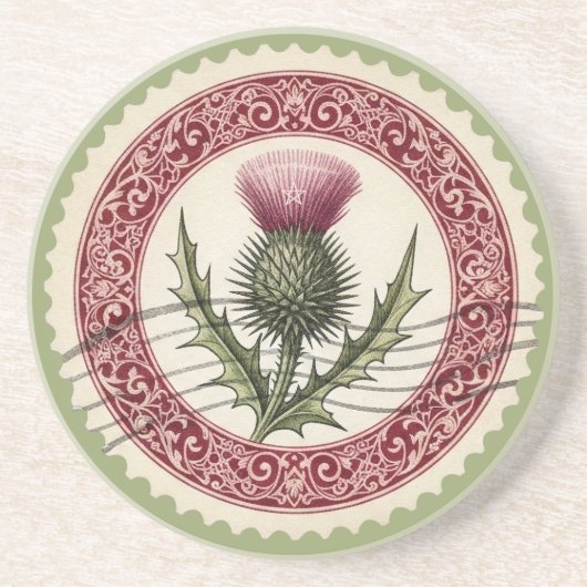 Create Your Own Victorian Thistle Flower Stamp コースター (正面)