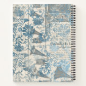 Create Your Own Vintage Blue Damask Newsprint ノートブック (裏面)
