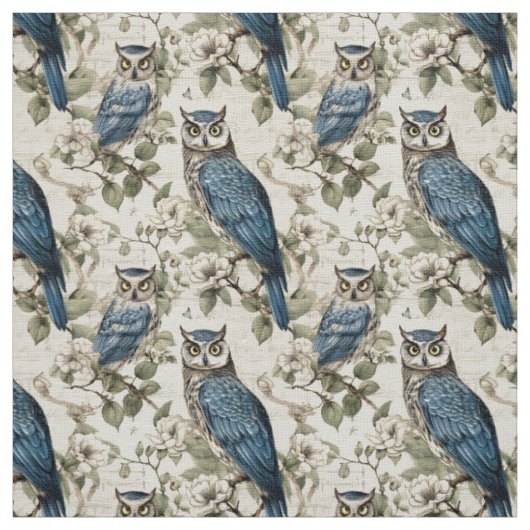 Create Your Own Vintage Blue Owls ファブリック (見本)