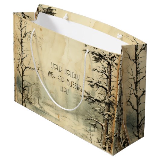 Create Your Own Vintage Snow Scene ラージペーパーバッグ (裏面アングル)