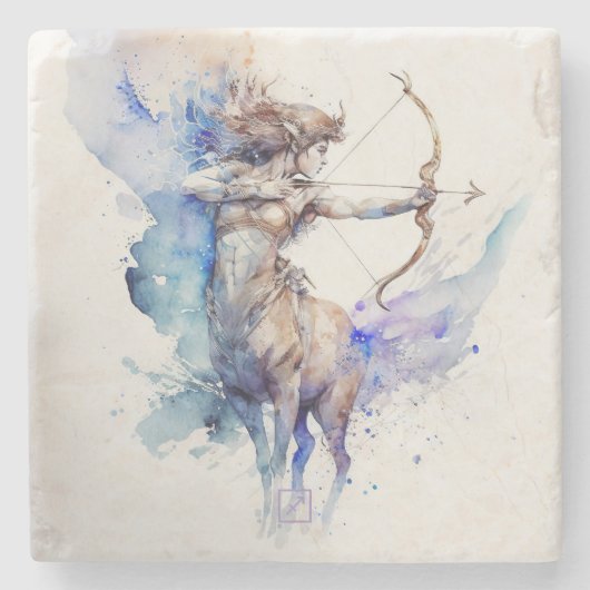 Create Your Own Watercolor Sagittarius ストーンコースター (正面)