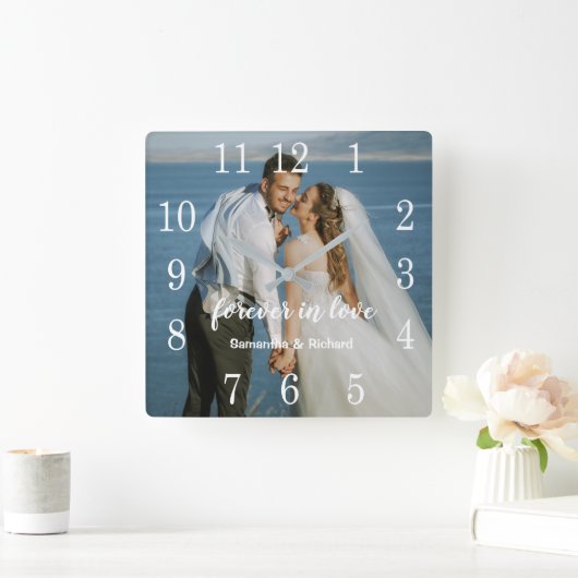 Create Your Own Wedding Anniversary Photo Text  スクエア壁時計 (ホーム)