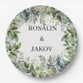 Create Your Own wedding eucalyptus ペーパープレート (正面)