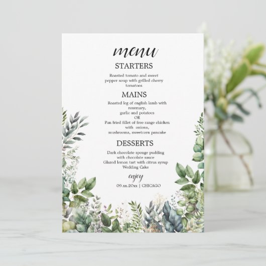 Create Your Own wedding eucalyptus Flat Menu メニュー (スタンド正面)