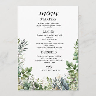 Create Your Own wedding eucalyptus Flat Menu メニュー