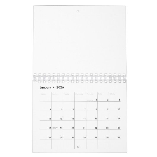 Create Your Own white  カレンダー (1月 2026)