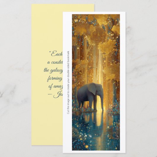 Create Your Own Wild Golden Elephant Bookmark Card (正面/裏面)