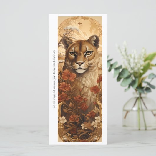 Create Your Own Wild Puma Floral Bookmark Card (スタンド正面)