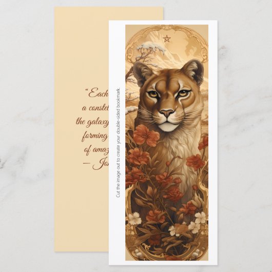 Create Your Own Wild Puma Floral Bookmark Card (正面/裏面)