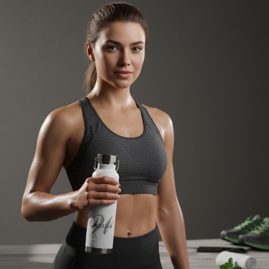 Create Your Personalized Monogram Name White ウォーターボトル