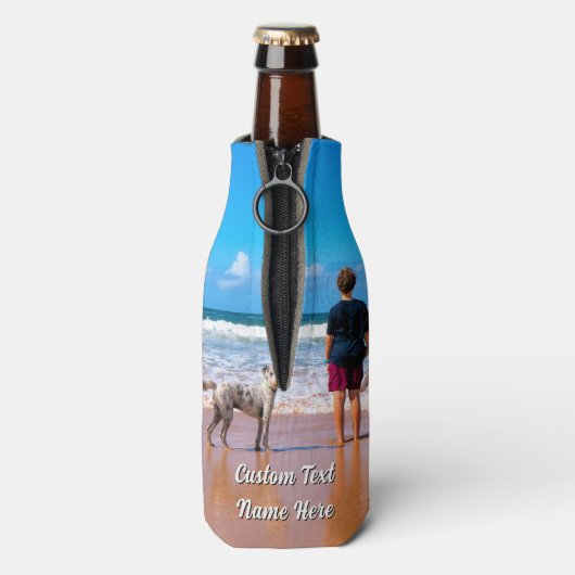 Create Your Pet Photo Bottle Cooler Custom Text ボトルクーラー (ボトル裏面)