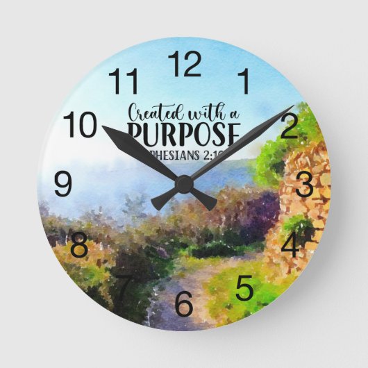 Created with a Purpose Ephesians Wall Clock ラウンド壁時計 (正面)