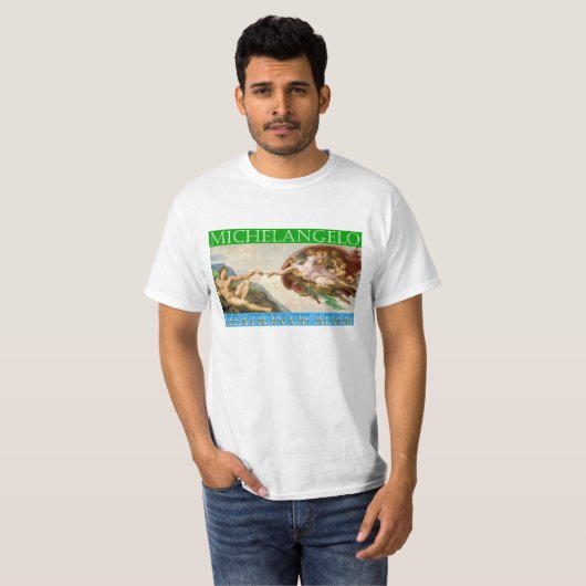 Creation of Adam - Michelangelo, Sistine Chapel Tシャツ (正面フル)