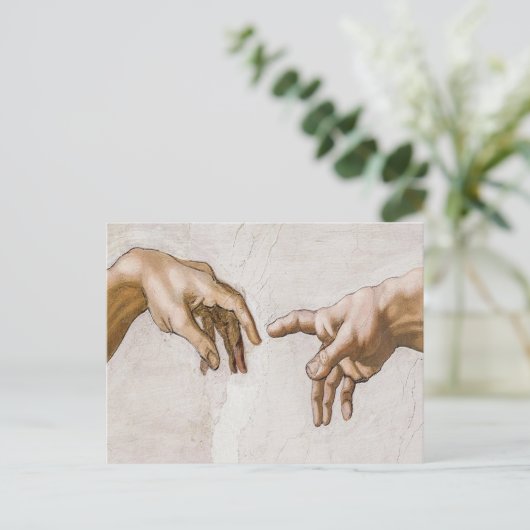 Creation Of Adam Sistine Chapel - Michelangelo ポストカード (スタンド正面)