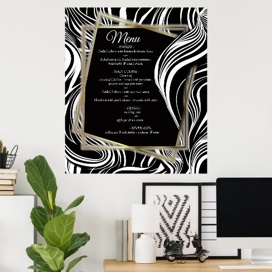 Creative Black and White Seamless Abstracts Poster ポスター (ホームオフィス)