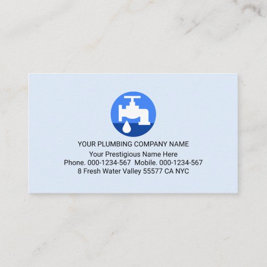 Creative Blue Plumber Pipeline Home Waterflow 名刺 (裏面)