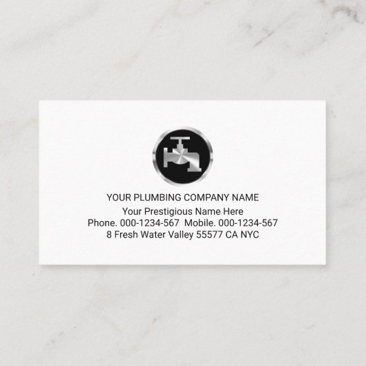Creative Blue Plumber Pipeline Waterflow 名刺 (裏面)