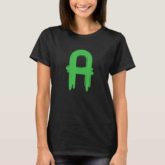 Creative Bold Green Letter A - Design Alphabet - M Tシャツ (正面)