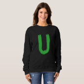 Creative Bold Green Letter U - Design Alphabet - M スウェットシャツ (正面フル)