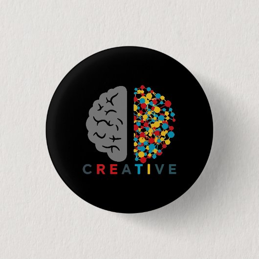 Creative Brain Colorful Thought Network 缶バッジ (正面)