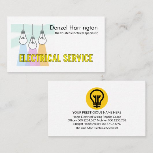 Creative Bright Down Lights Electrical Service 名刺 (正面/裏面)