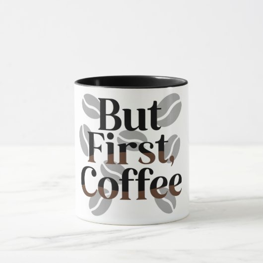 Creative "But First, Coffee" Typography Mug マグカップ (中央)
