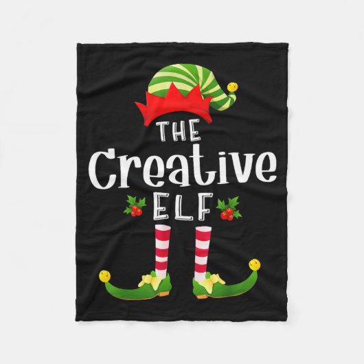 Creative Christmas Elf Matching Pajama X-mas Party フリースブランケット (正面)