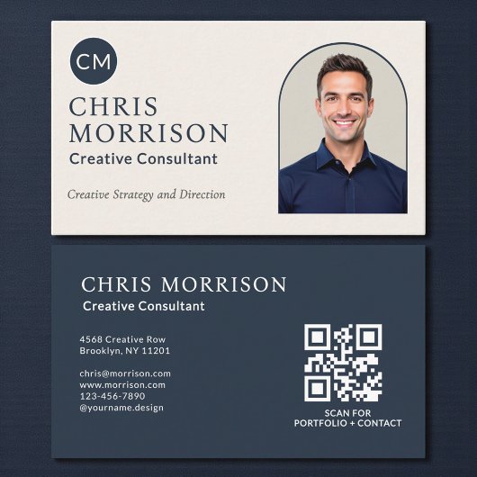 Creative Consultant Photo QR Code Navy Blue 名刺