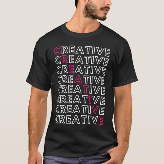 Creative Crossword Box with Pink and White Letters Tシャツ (正面)