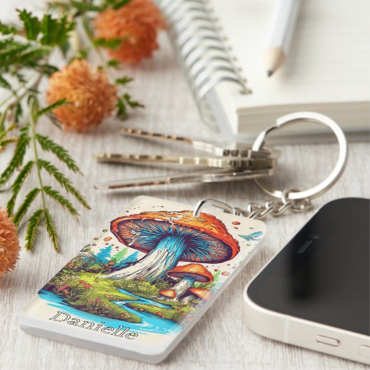Creative Custom Monogram Psychedelic Mushroom キーホルダー (正面右)