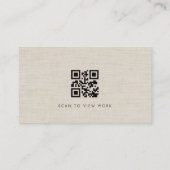 Creative Director Luxury Neutral Linen QR Code 名刺 (裏面)