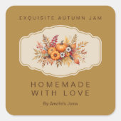 Creative Elegant Autumn Bouquet Flowers Berries スクエアシール (正面)