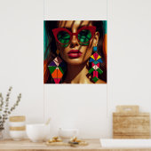 Creative fashion photo. Woman with earrings ポスター (キッチン)