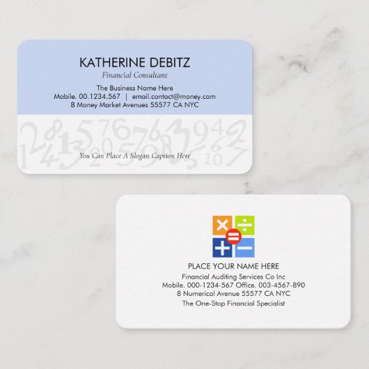 Creative Financial Numbers Design 名刺 (正面/裏面)