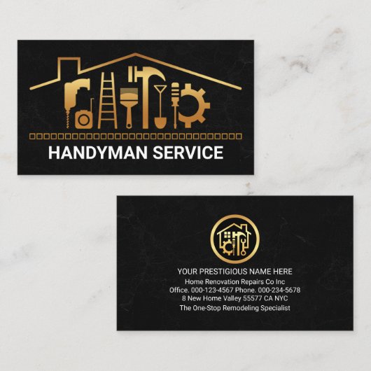 Creative Gold Rooftop Handyman Tools 名刺 (正面/裏面)