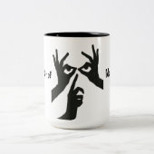 Creative Hand Shadow Eyes Minimalist Mug ツートーンマグカップ (中央)