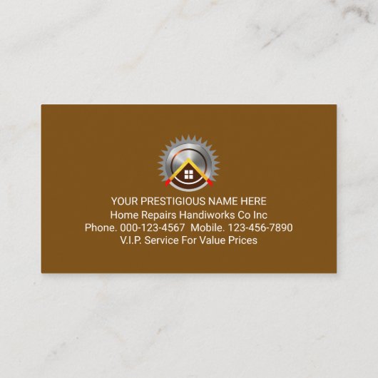 Creative Handyman Signage On Gold Layer 名刺 (裏面)