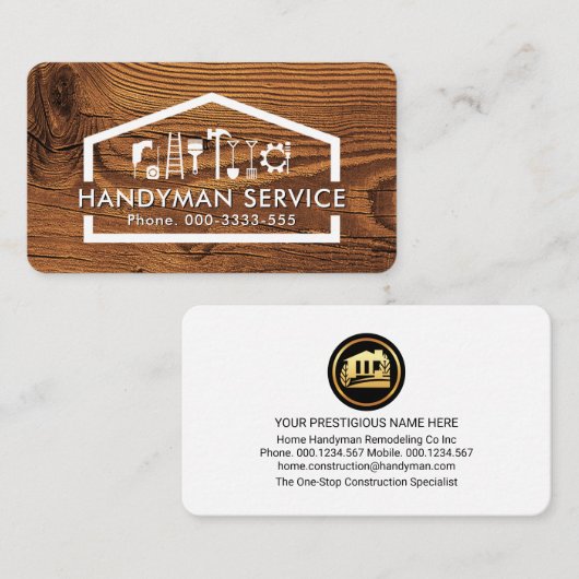 Creative Handyman Tools In Timber Wood 名刺 (正面/裏面)