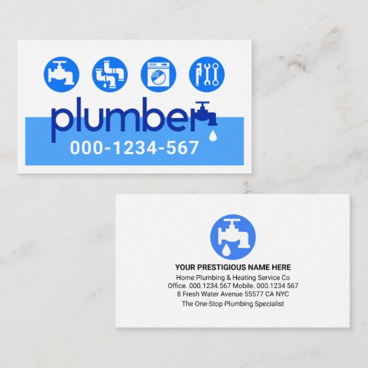 Creative Leaking Plumber Faucet Plumbing 名刺 (正面/裏面)