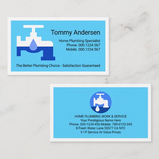 Creative Leaking Plumber Faucet White Border  名刺 (正面/裏面)