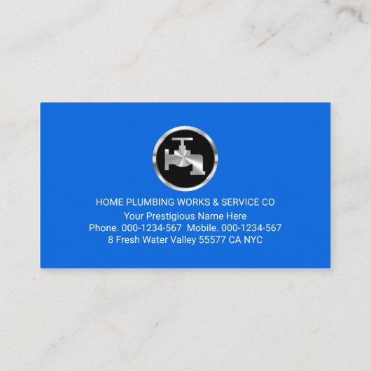 Creative Leaking Plumber Pipe Plumbing Works 名刺 (裏面)