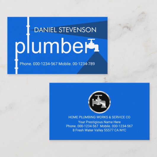 Creative Leaking Plumber Pipe Plumbing Works 名刺 (正面/裏面)