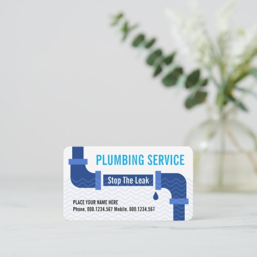 Creative Leaking Water Pipes Plumber 名刺 (スタンド正面)