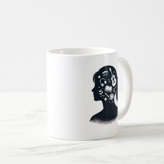 Creative Mind Silhouette | Personalized Artistic コーヒーマグカップ (正面右)