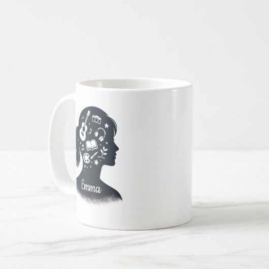 Creative Mind Silhouette | Personalized Artistic  コーヒーマグカップ (正面左)