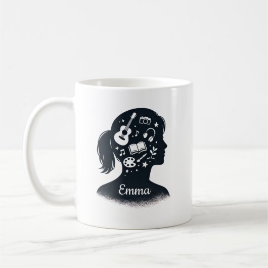 Creative Mind Silhouette | Personalized Artistic コーヒーマグカップ (左)