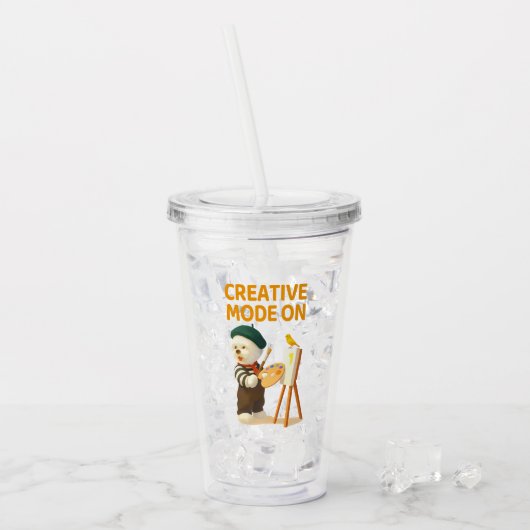 Creative Mode On: Painter Bichon Dog Artist Art アクリルタンブラー (アイス正面)